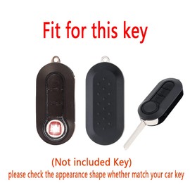 HIBEYO Key Fob Cover Compatible with Fiat Ducato 500 500L Panda Grande Punto Lancia Musa 3 Button Keys Car Accessories TPU Silver-Edge Smart Remote Auto Key Case with Bling Keychains-Whtie