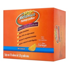 Metamucil Polvo Sabor Naranja Sobres, 10 Sobres 5,8 G