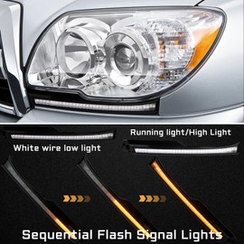 Switchback White/Amber LED Front Side Marker Headlight DRL Amber Sequential Turn Signal light Feature Compatible with Toyota 4Runner 2006-2009 Replacement Front Bumper Trim