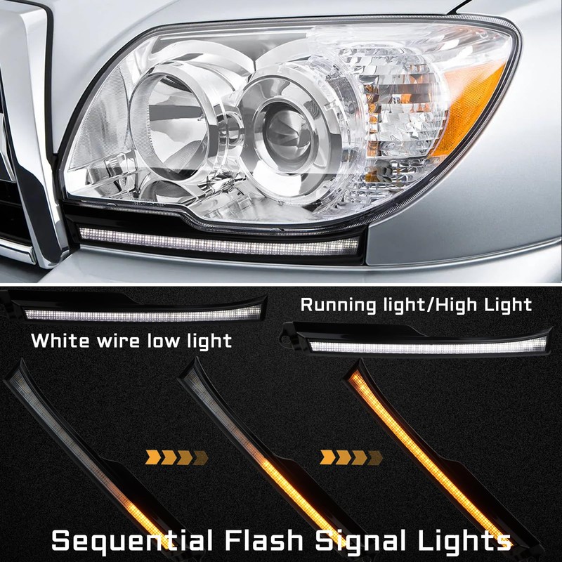 Switchback White/Amber LED Front Side Marker Headlight DRL Amber Sequential
