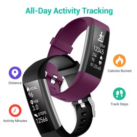 Runlio Fitness Tracker with Heart Rate Monitor,Sleep Monitor with 14 Sports Mode,Activity Tracker with Step and Calories Counter,IP67 Waterproof with Stopwatch Pedometer for Kids,Women and Men V2.0