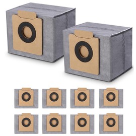 10Pack Dust Bags compatible for Eufy Clean X8 Pro / X10 Pro Omni Robot Vacuum Self-Empty Station,4-Laye Large Capacity Disposable Replacement Bag Accessories Part black