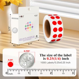 PARLAIM 0.25 inch Red Circle Dot Stickers, 1000pcs Round Colored Sticker for Color Coding Label