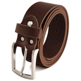 Fa.Volmer® Men's Buffalo Leather Belt Jeans Suit Brown 38 mm Wide Can Be Shortened #Br007-02 - brown