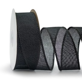 Red Burlap Ribbon 1-1/2 Inch, 1.5 in Wired Ribbon with Iron Wire Edge for Big Bow, Wreath, Tree, Outdoor Decoration, 10 Yards/Roll.