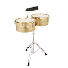 Ktaxon Timbales Instrument 13 Inch & 14 Inch Timbales Drum Set, Timbales kit with Outstanding Tone, Classic Finish, Strong Durability and Full Equipment(Gold)