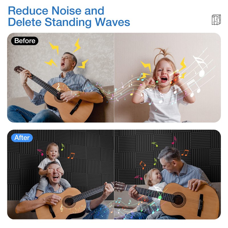 12 Pack Sound Proof Foam Panels for Walls,Self-Adhesive Foam Acoustic