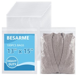 100 PCS 13"×15" Large Zip Seal Lock Bags 2 Gallon Plastic Poly Bag Clear 2 Mil Plastic Reclosable Bags - Waterproof Dustproof Storage and Shipping for Clothing, Crafts, Travel and Moving