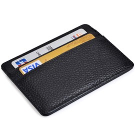 EASTNIGHTS Credit Card Holder Slim Wallet Leather Minimalist Wallet with ID Window (black)