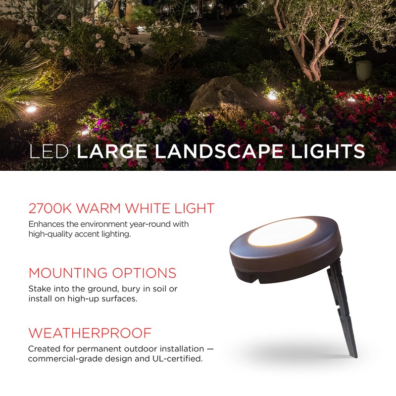 UltraPro LED Landscape Lights, Warm White, Large, 6 Pucks, 48ft,
