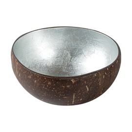 Restaurantware-Coco Casa 15.8 Ounce Coconut Bowl, 1 Reusable Handcrafted Bowl - Metallic Silver Interior, For Warm And Cold Foods, Coconut Smoothie Bowl, For Smoothies Or Salads, Washable By Hand