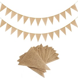 7.4 Meters Hessian Bunting,26Pcs Bunting,Cloth Fabric Triangle Flags Party Decoration For Wedding Birthday Ceremonies Baby Showers Home Indoor Outdoor,Essian Bunting,Garden Decorations