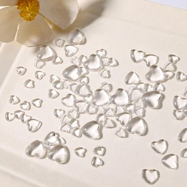 3D Heart Nail Art Charms-320PCS Cute Clear Acrylic Heart Nail Charms, Flatback Heart Nail Rhinestones Gems 4mm 6mm 8mm Resin Nail Jewelry Decorations for Women Girls DIY Manicure Accessories