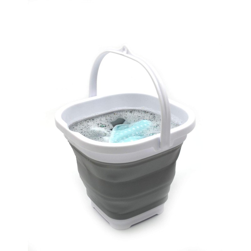 SAMMART Set of 2-2.6L Super Mini Sqare Collapsible Plastic Bucket