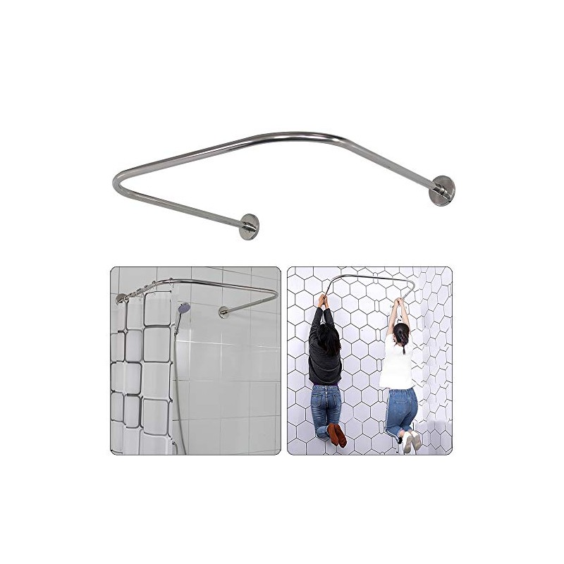 U Shaped Shower Curtain Rod, Adjustable Genuine 304 Stainless Bathroom