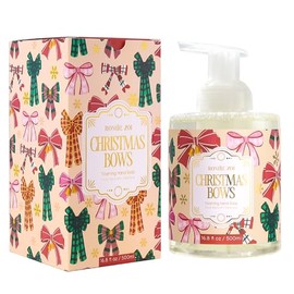 ROMIIE ZOI Christmas Foaming Hand Soap with Gift Box - Christmas Bows Design, Winter Candy Apple Scented - Holiday Bathroom Soap Gift for Winter Home Decoration 500ml / 16.8oz