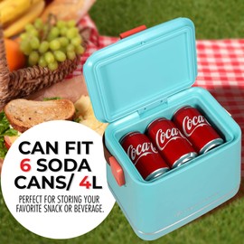 Frigidaire Mini Cooler Fridge - 4 Liter/6 Can Mini Fridge AC 110V/12V Car Adapter Stays Cool up to 8 Hrs Top Opening Carrying Handle Mini Skincare Fridge Beverage Cooler for Desk Home Bedroom (Renewed)