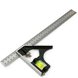 300MM(12”) Adjustable Combination Square Set Right Angle Ruler Adjustable Carpentry Square Stainless Steel, Ruler Measurement Tools Degree with Bubble Level For Engineer