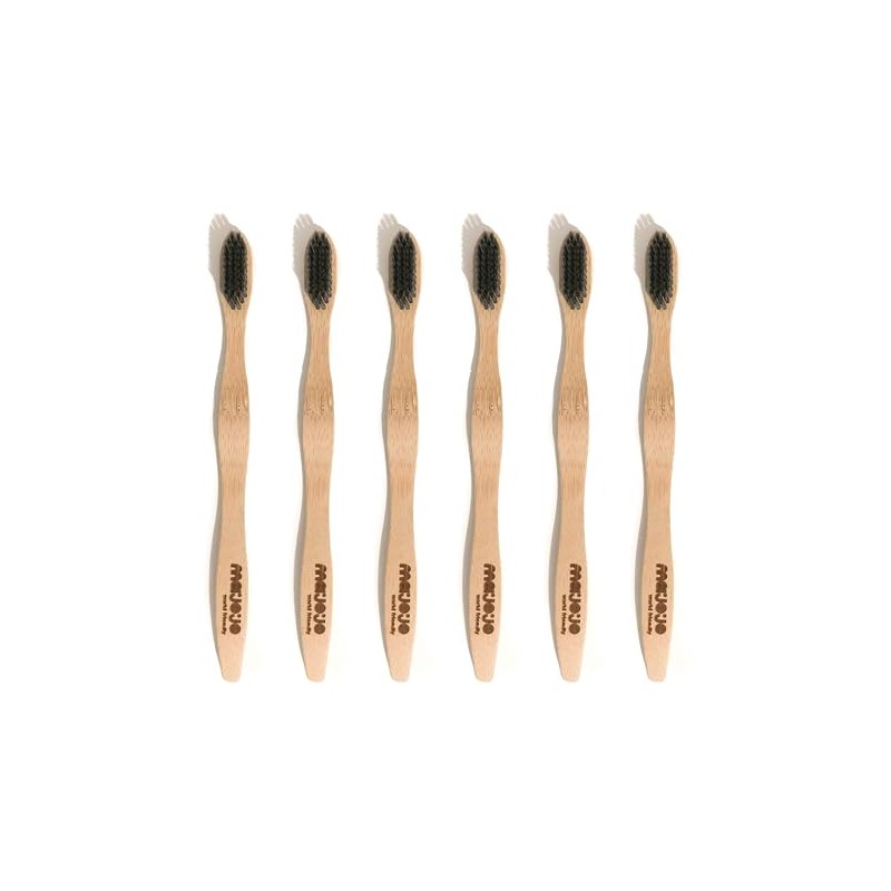 6 Cepillos de Bambú para los dientes con cerdas de