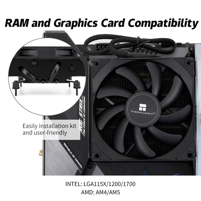 Thermalrlght AXP90 X47 Black Low Profile CPU Air Cooler, 47mm