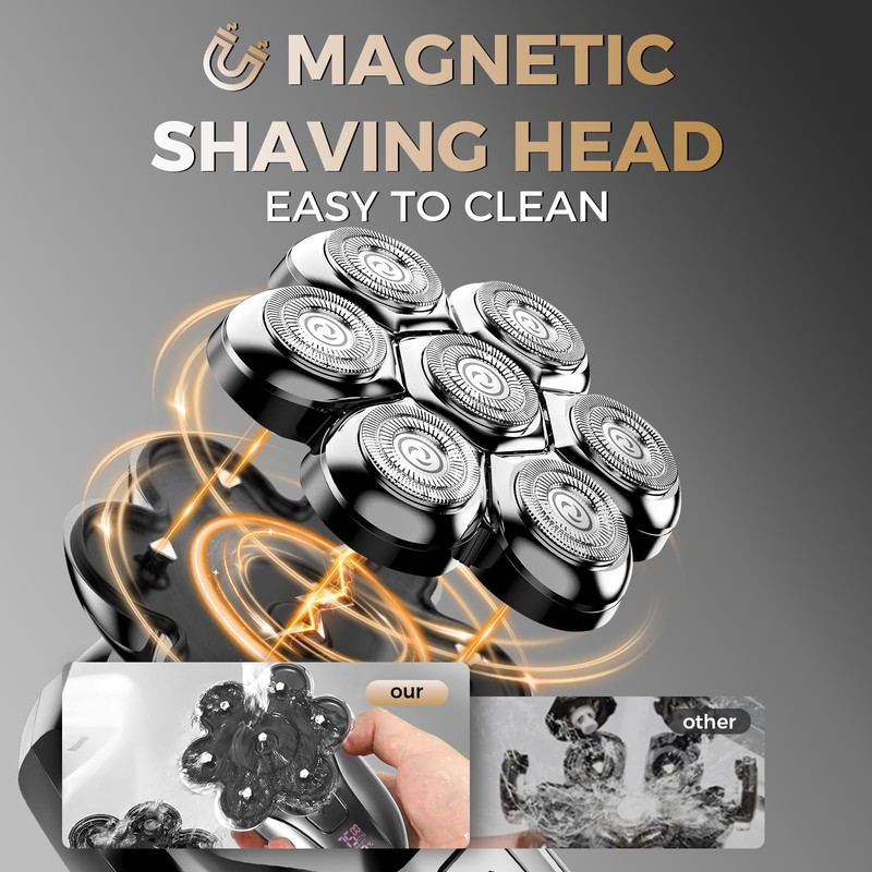 Ufree 7D Rotating Head Shaver for Bald Men, Magnetic Detachable