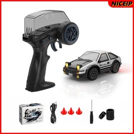 Hotfree 1/64 Mini RC Drift Car, 4WD High-Speed Remote Control AE86 with LED Light Modes & DIY Stickers, RC Drift Truck, Fun Desktop Entertainment Toy, Birthday Gift for Kids & Boys - Color: AE86