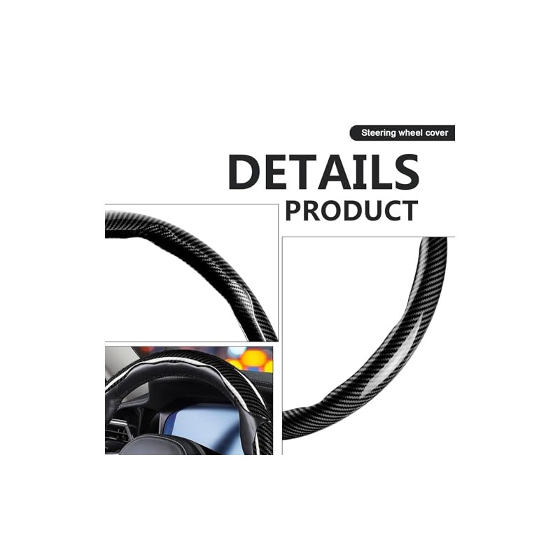 3pcs Universal Carbon Fiber Steering Wheel Cover - Anti-Slip &