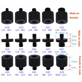 KASINshooting Camera Microphone Quick Release Flash Tripod Adapter Mount Kit Hot Shoe 1/4 to 3/8 M5 M6 M8 Male Female Convertion Thread Screws Series Set for Go pro Insta360 (15 Pcs MS)