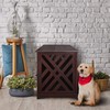 Casual Home Wooden Lattice Pet Crate, End Table, Espresso