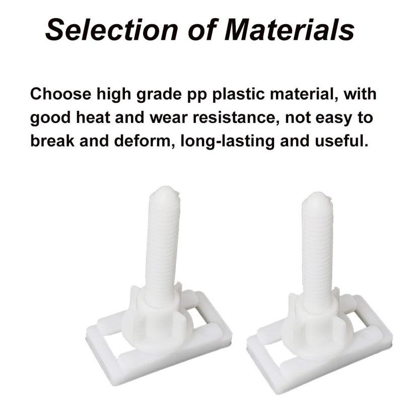 2 Pack Toilet Seat Hinge Bolts, Plastic White Rectangular Shaped