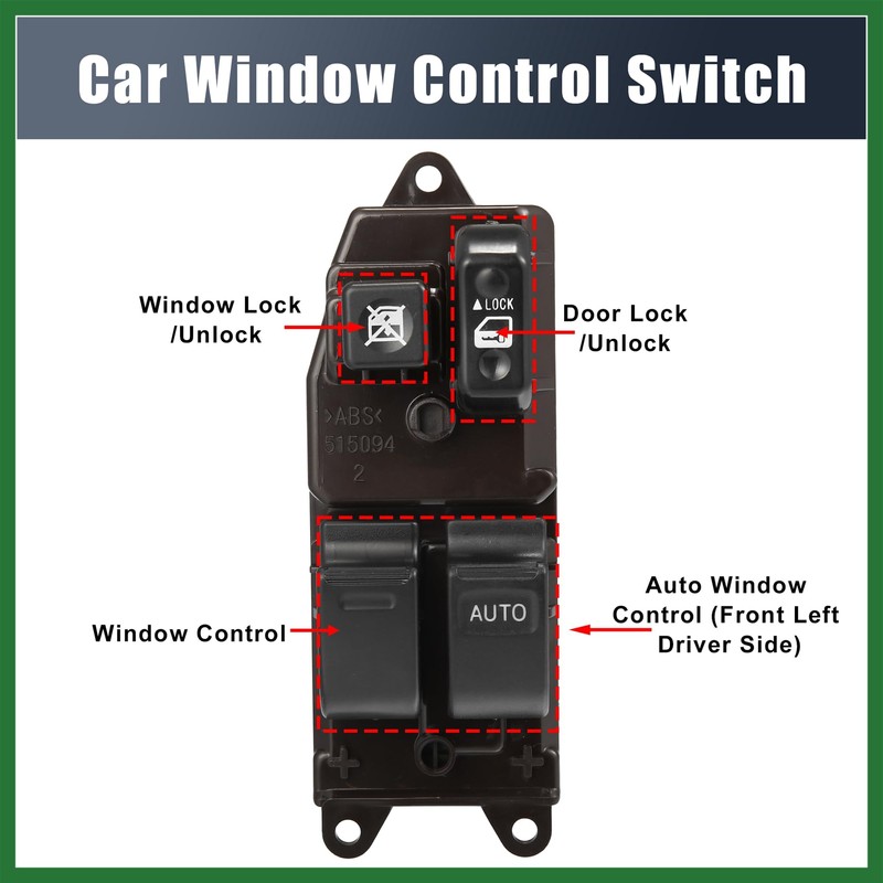 Motoforti 84820-10090 Driver Side Power Window Switch for Toyota Yaris
