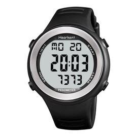 Hearkent Waterproof Pedometer for Seniors No Bluetooth No App Watch with Pedometer (Black)
