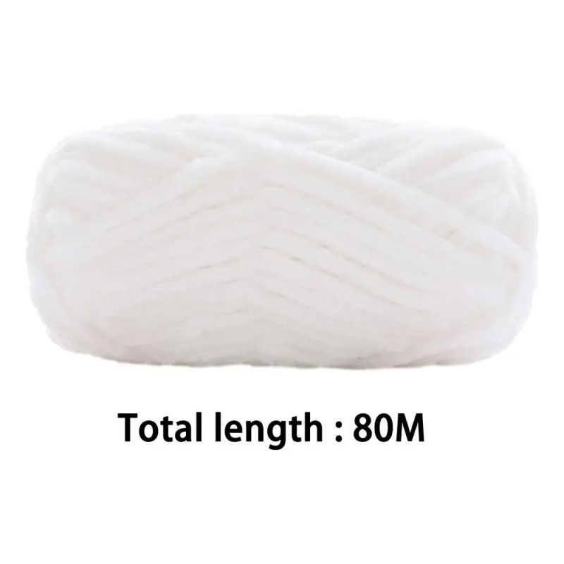 Hilo Grueso, Hilo Voluminoso Para Crochet, 80 M, Hilo Blanco