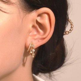 Stocking Stuffers Holiday Outfits for Women 2024 Gold Triple Hoop Earrings for Women Trendy Cubic Zirconia Gold Hoop Earrings Claw Earrings Chunky Statement Earrings Birthday Party Jewelry Gifts for Girls