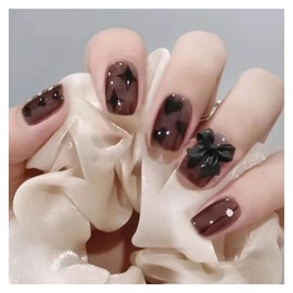 Domiya Nail Tip, 3D Nails, 24 Pieces, Very Short Popular, Nail Stickers, Cute, False Nails, Short, Round Tip, Fashion Nail (D04)