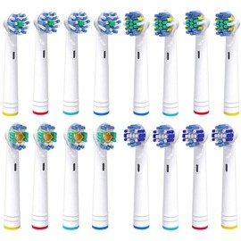 Replacement Brush Heads Compatible with Oral B Braun,QLKILYR 16 Pcs Electric Toothbrush Heads for Oral B Pro 3000 Pro 5000 Pro 7000,4 Precision Clean,4 Cross,4 Floss Action,4 Whitening Brush Heads