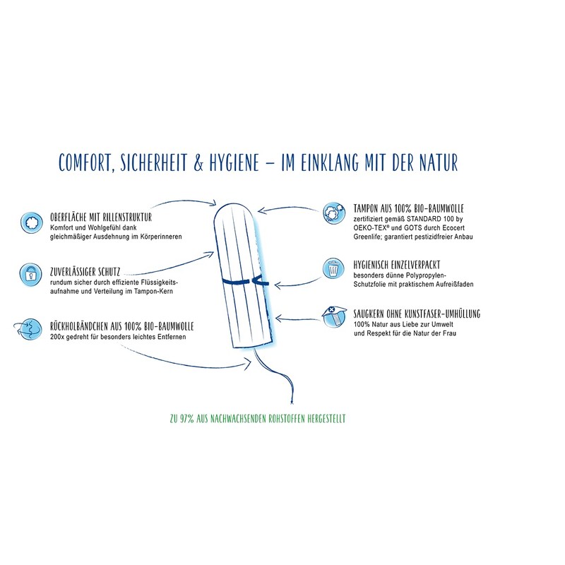 Cosmea Organic Tampons Made from 100% Organic Cotton, Value Pack