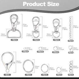 BESARME 460PCS Keychain Making Kit, Key Chain Clips with Key Rings Bulk, Metal Lobster Claw Clasp, Swivel Snap Hook, Jumprings & Extender Chain for Crafts, DIY Keychain Accessories Supplies