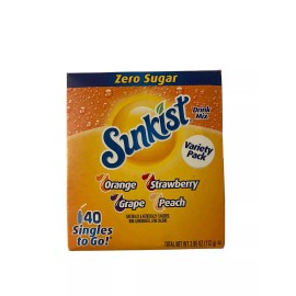 Sunkist 40 Singles to Go Variety Pack Orange Strawberry Grape Peach