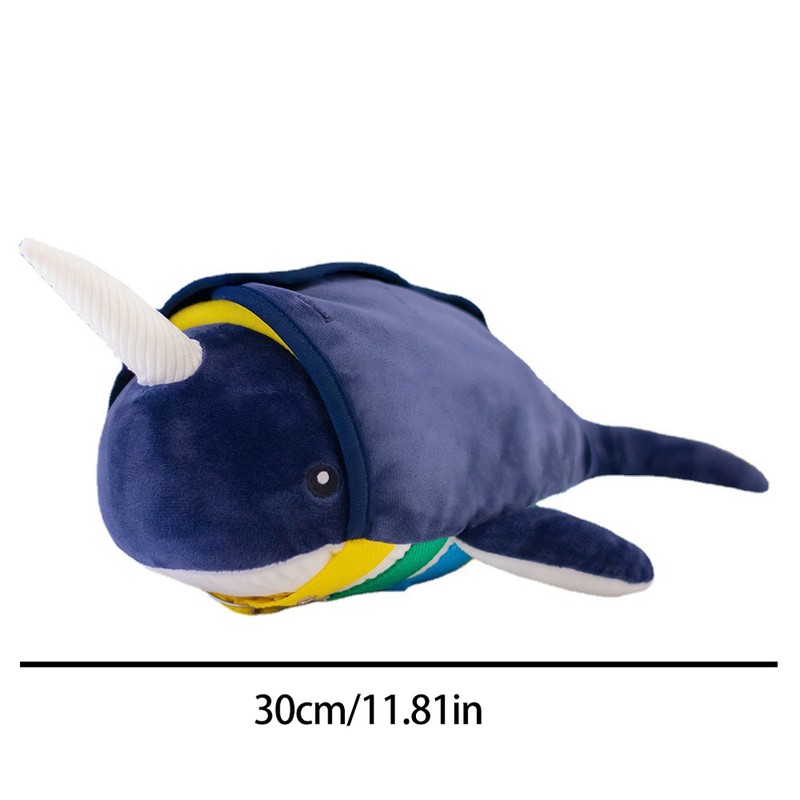 Busy Button Plush Toy Narwhal Stuffed Animal Development Toy Educational