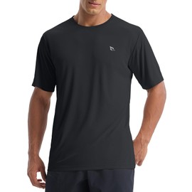 baleaf UV Shirt Men's Sports T-Shirt Swimming Shirt Water UPF 50+ Sports Shirt Training Shirt Fitness Shirt Functional Shirt Quick-Drying Gym, black, XXL