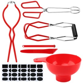 Canning Supplies Starter Kit,Stainless Steel Canning Set Tools, Pot Set, Funnel, Magnetic Jar Lifter, Measurer (Red)