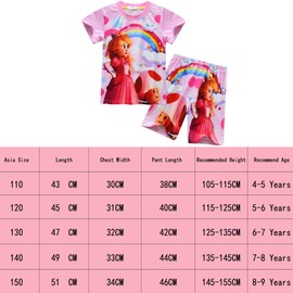 TONGQUD Super Soft Princess Peach Pajamas for Girls 2Pcs/Set Pjs Nightwear Summer Short Breathable Toddlers Pyjamas Wear (as8, age, 8_years, 9_years, regular, Red)