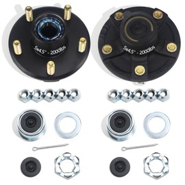 GREPSPUD 2 Sets Trailer Hub Kits 4 on 4'' for 2000 lbs 1'' BT8 Straight Axle Spindle, Prelubricated L44643 Bearings 4x4'' Trailer Replacement Idler Hub 4 Lug Bolt Trailer Wheel Hub Kit