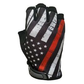 Red Line USA Flag HALF Finger Gloves for Gym, Athletic, and Multi-Use - Support Firefighters