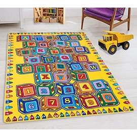 HR-Kids Rugs for Playroom Bedroom 5x7 Boys Girls Childrenâs Room DÃ©cor Fun ABC Alphabet Blocks Interactive Gift for Kids Boys Girls Educational Learning Mat Rug Carpet for Nursery School Playroom