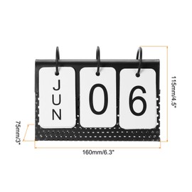 PATIKIL Vintage Wood Perpetual Calendar, Flip Calendar Turn Page Month Date Display for Desk Office Home Decoration Style 1, Black