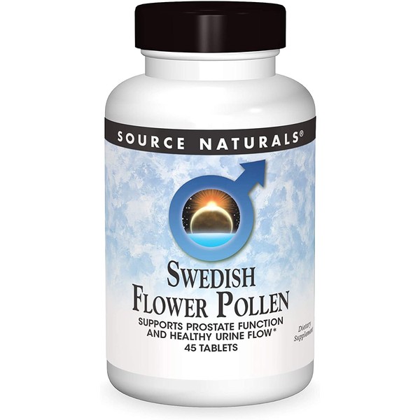 Source Naturals Swedish Flower Pollen Extract Supplement, Supports Prostate Function and Healthy Urine Flow - 45 Tablets