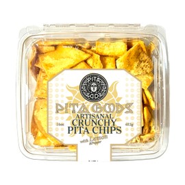 Pita Gods - Artisanal Crunchy Pita Chips with Lemon & Pepper - Zesty Mediterranean Flatbread Crisps in Clear Plastic Trays, Flavorful Gourmet Snack for Dipping, Entertaining, and Everyday Snacking, 16 oz, Pack of 2