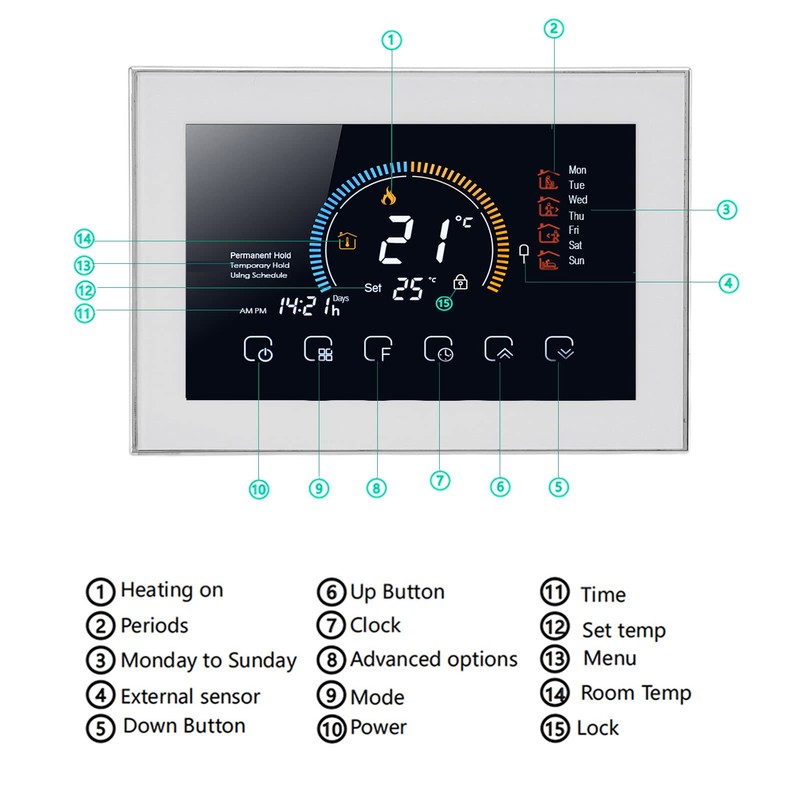 Fdit Smart Thermostat, Programmable Thermostat Voice APP Control with LCD